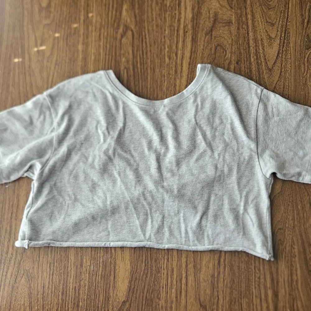 Aerie Heather Gray Short Sleeve Twist Tee - Picture 3 of 4